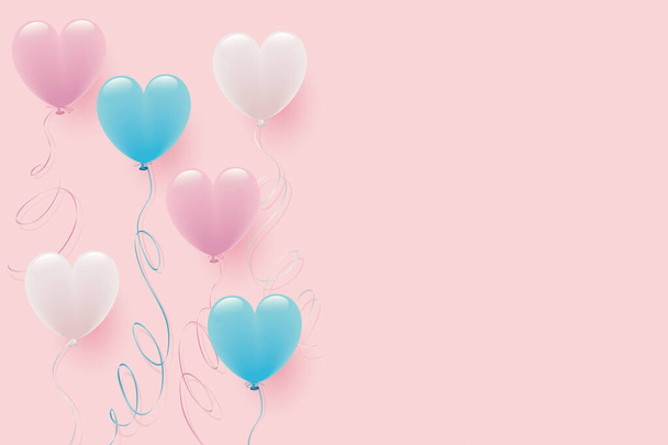 Hintergrund der Pastellfarbe Herz Luftballons - Vektor, Bild