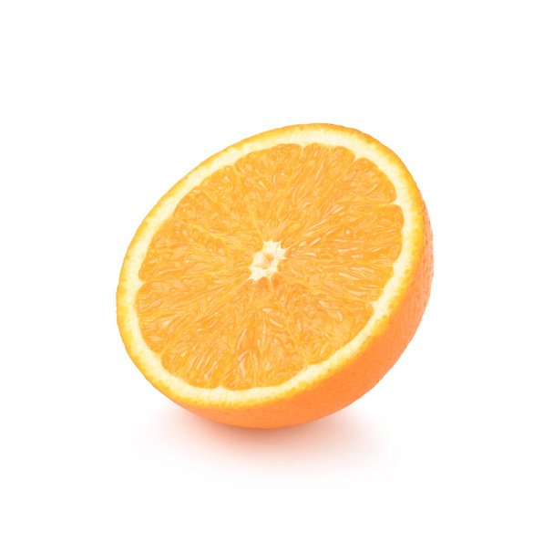 Slices of ripe orange, half of orange isolated on white background - Foto, Imagem