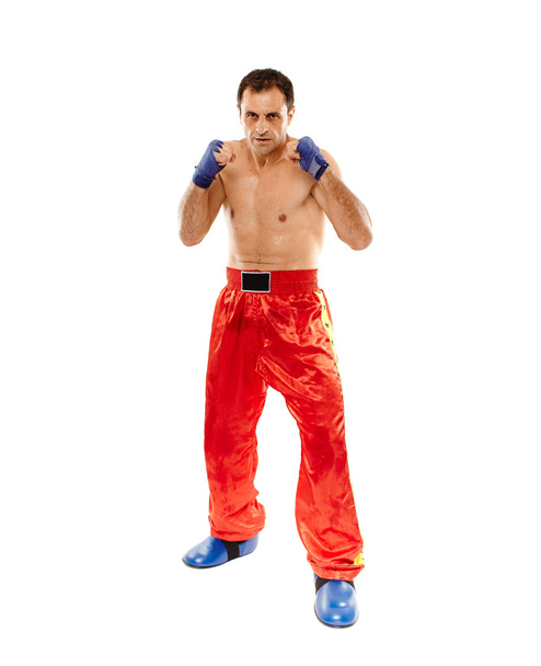 Kickboxer in guard stance - Φωτογραφία, εικόνα