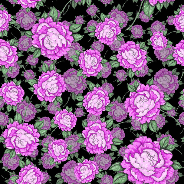 Aquarell nahtloses Muster mit Blumensträußen. Vintage botanische Illustration. Elegante Dekoration für jede Art von Design. Modeprint mit farbenfrohen abstrakten Blumen. Aquarellstruktur. - Foto, Bild