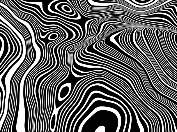 Contour topographique abstrait 3D. Terrain noir et blanc. - Photo, image