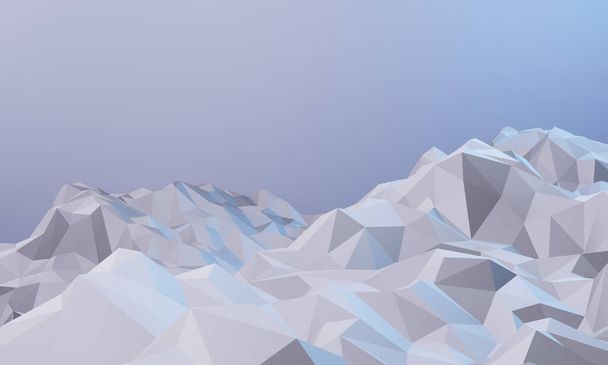 3D renderated low poly ice mountain. Nature view illustration. Cold environment. - Fotografie, Obrázek