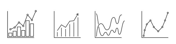 Значок графического бара. Абстрактный финансовый график с графиком восходящих трендов. Набор иконок линейных графов. Векторная иллюстрация. - Вектор,изображение