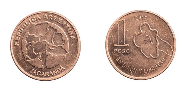 Argentina moneda de un peso sobre un fondo blanco aislado - Foto, Imagen