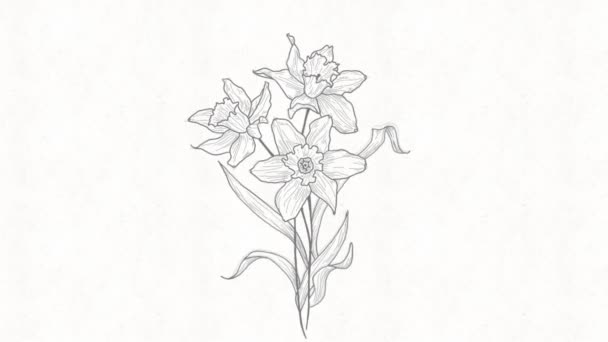 Un'animazione in stile tradizionale, artigianale e minimale di un narciso in fiore - Filmati, video