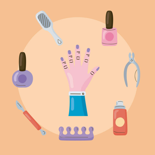 acht manicure items - Vector, afbeelding