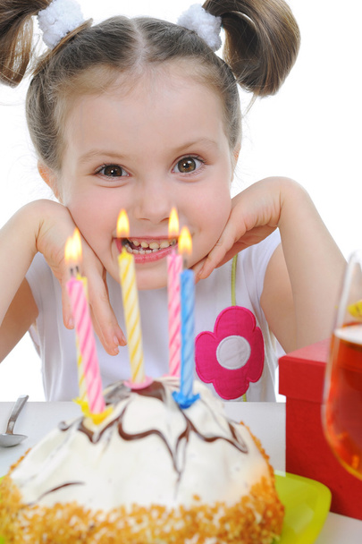 Beautiful little girl celebrates birthday - Фото, зображення