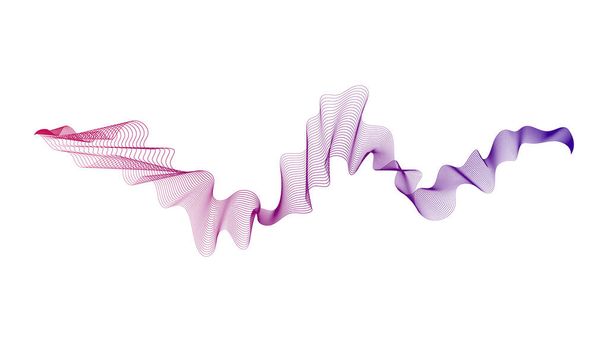 白い背景に紫色の波勾配の線で抽象的な背景。現代の技術的背景、波のデザイン。ベクターイラスト - ベクター画像