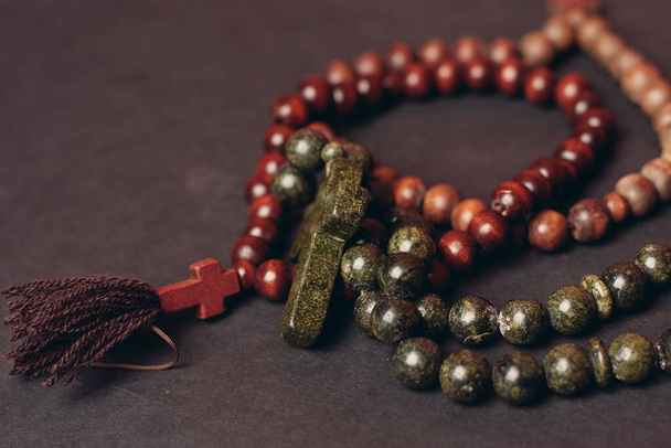 rosary beads orthodox cross close-up christianity faith the bible - Foto, Bild