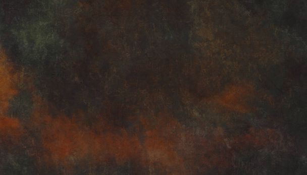 Rachaduras escuras e enrugado fundo texturizado em cobre marrom vermelho velho com impressionismo pinceladas formas pinceladas, sepia cores de mármore enferrujado fundo. Parede sinistra gótica quadro negro - Foto, Imagem