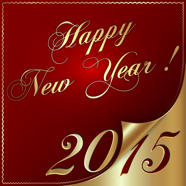 Ilustración vectorial del saludo de año nuevo 2015 con esquina rizada
 - Vector, imagen
