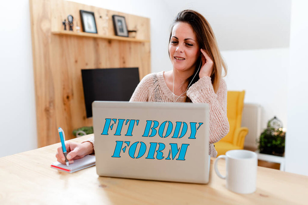 Εννοιολογική απεικόνιση Fit Body Form. Επιχειρηματική προσέγγιση αναφέρεται σε ένα σώμα που ευθυγραμμίζεται τέλεια του σχήματος και περίγραμμα Social Media Influencer Δημιουργία online παρουσία, Βίντεο Ιδέες Blog - Φωτογραφία, εικόνα