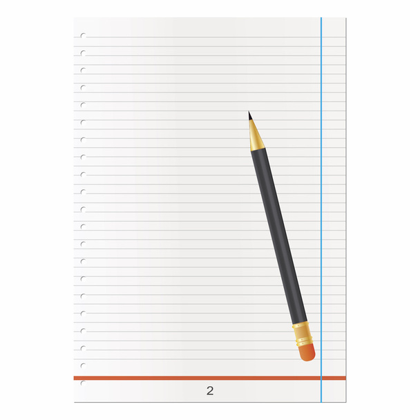 sheet of paper with pencil on white background - Vector, Imagen