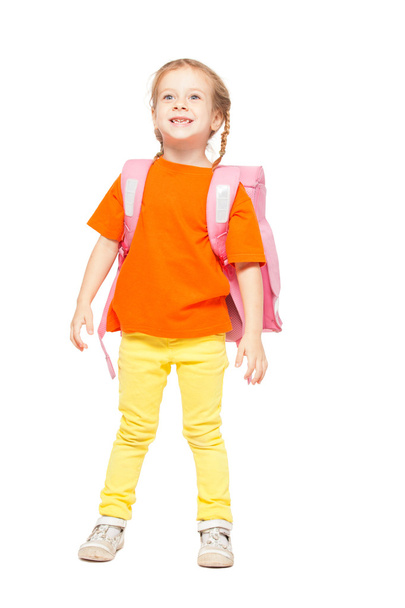 Little girl with schoolbag - Foto, afbeelding