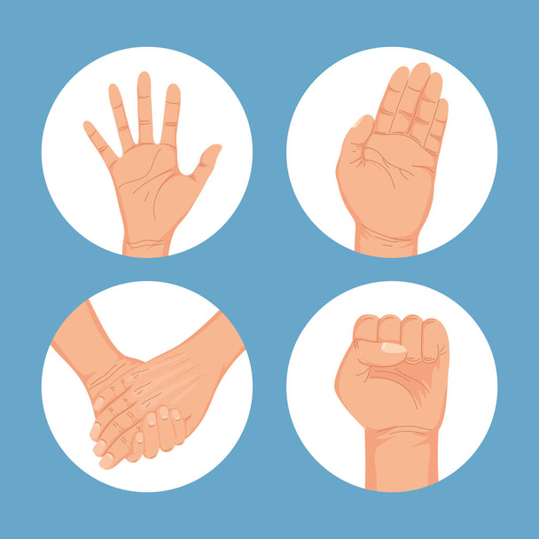 красивые четыре руки - Вектор,изображение