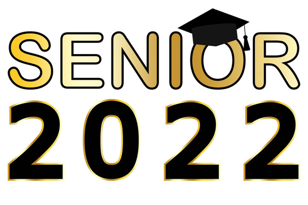 Ανώτερος 2022. Λογότυπο της τελετής αποφοίτησης. Εικονογράφηση της αποφοίτησης από το κολέγιο σχολείο ίδρυμα. Εικονογράφηση διανύσματος. Εικόνα αρχείου.  - Διάνυσμα, εικόνα