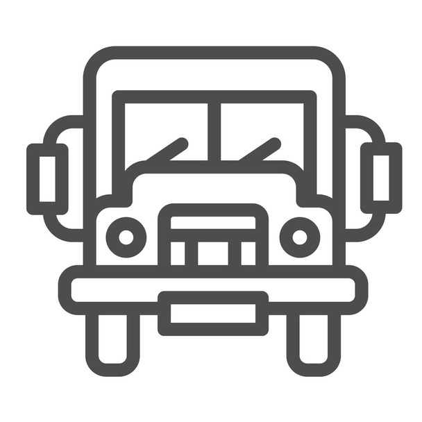 School bus, truck, lorry line icon, education concept, autobus vector sign on white background, outline style icon for mobile concept and web design. Vector graphics. - Vector, Image