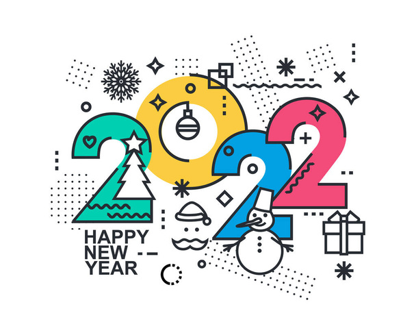 2022 Boldog új évet trendi és minimalista kártya vagy háttér - Vektor, kép