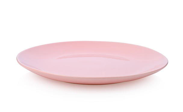 Plaque céramique rose vide isolée sur fond blanc - Photo, image
