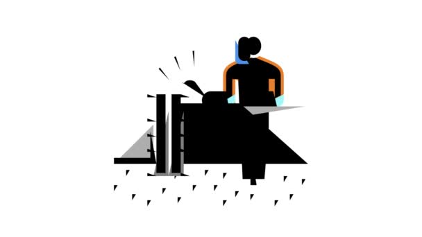 trabajador soldadura tubería construcción color icono animación - Imágenes, Vídeo