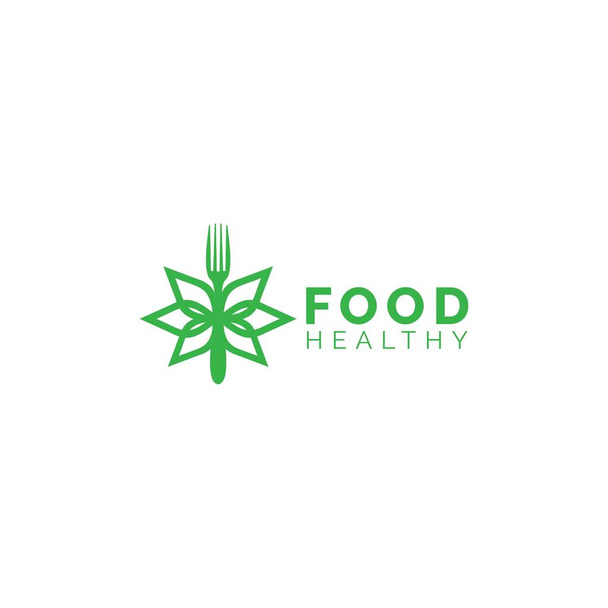 Fork Food Healthy Logo Design Vector - Vektör, Görsel