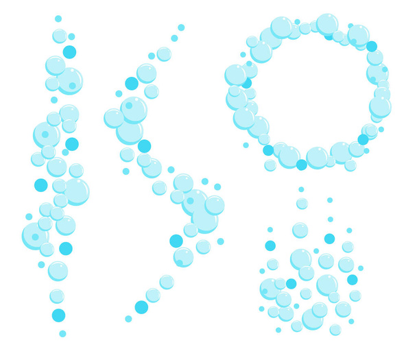 Bubbels van frisdrank, lucht of zeep. Verticale waterstromen. Cartoon vector illustratie. - Vector, afbeelding