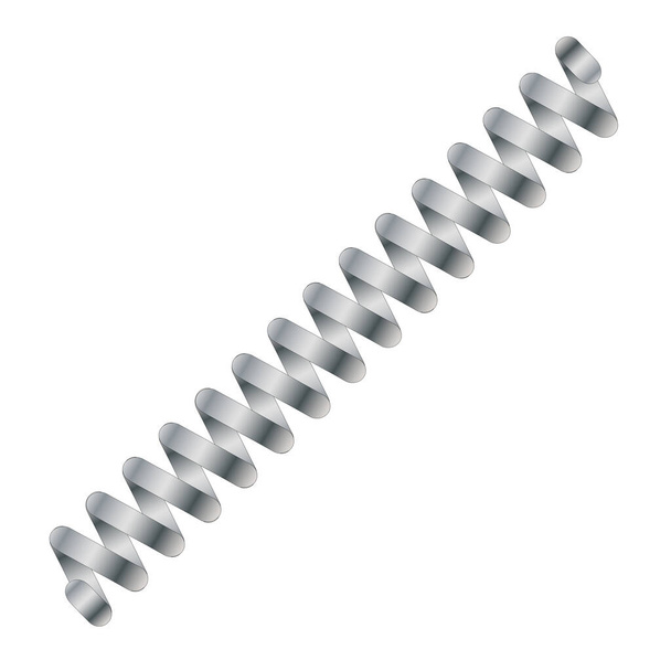 Una molla a spirale in acciaio ad alta tensione impostata su uno sfondo bianco - Vettoriali, immagini