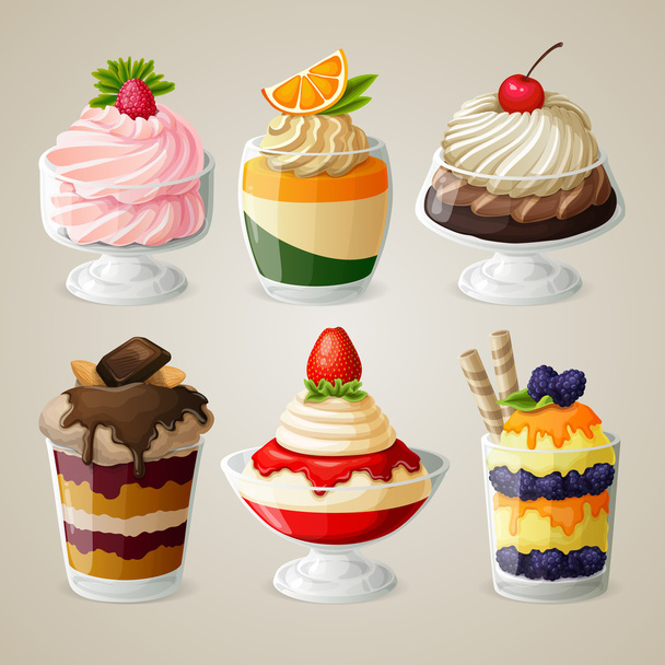 お菓子アイス クリーム デザート セット - ベクター画像