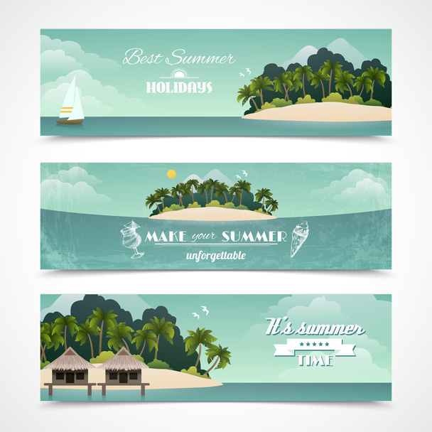 eiland horizontale banners - Vector, afbeelding