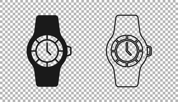 Icône de montre-bracelet noir isolé sur fond transparent. Icône de montre-bracelet. Vecteur - Vecteur, image