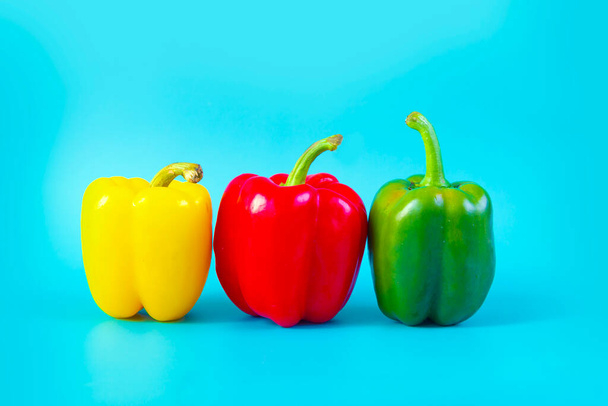 red green yellow paprika chilly pepper on isolated background  - Photo, image