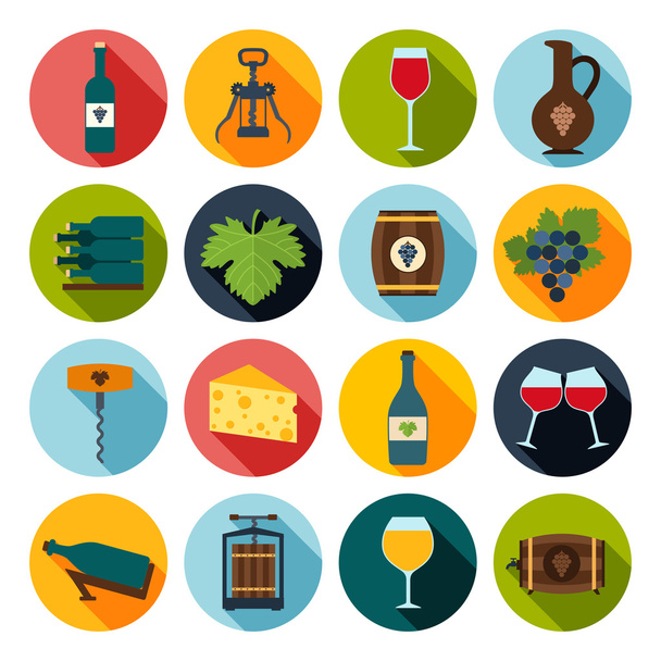 Wine Icons Set - Vector, Image