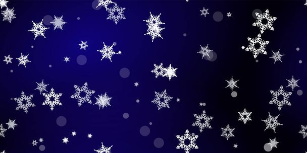 Falling Snowflakes seamless pattern. Illustration with flying snow, frost, snowfall. Winter seamless print for christmas celebration on blue night background. Holiday Vector illustration for New Year - Vektori, kuva