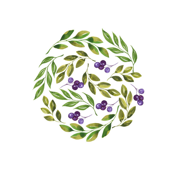 watercolor floral wreath. hand drawn illustration. - Фото, зображення