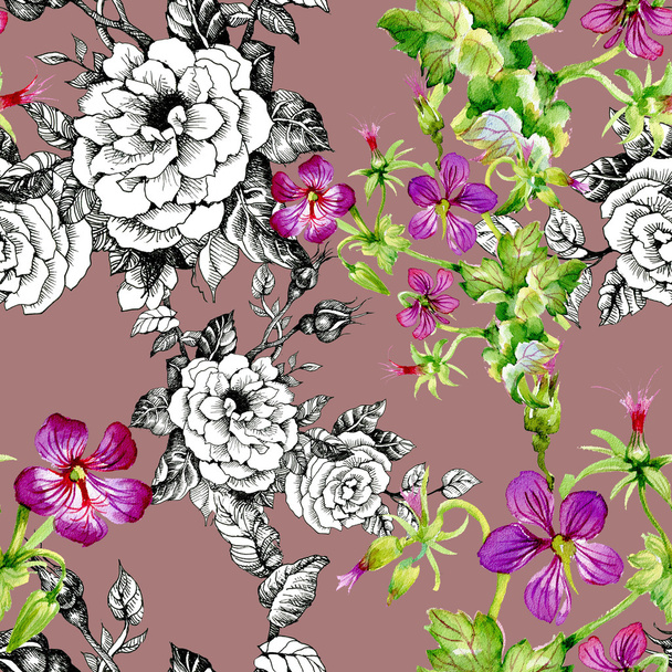 Flowers seamless background - 写真・画像