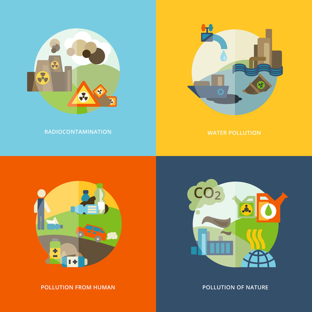 Pollution Icons Flat - Vector, Image