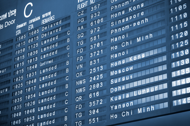 κλείνω πάνω θέα του μπλε χρονοδιάγραμμα αεροδρόμιο τονισμένα - Φωτογραφία, εικόνα