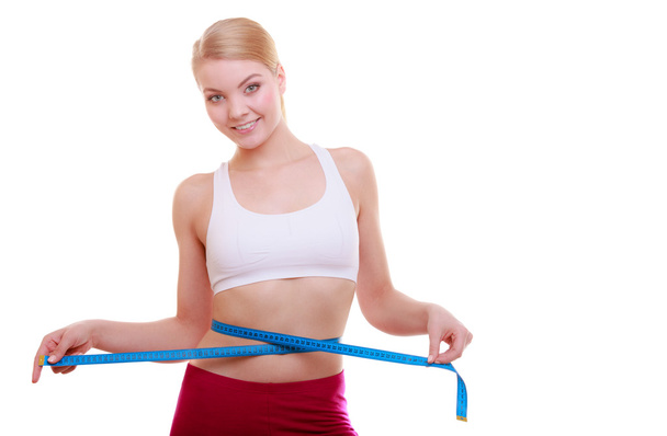 dietu. fitness žena fit dívka s páskou opatření měření pasu - Fotografie, Obrázek