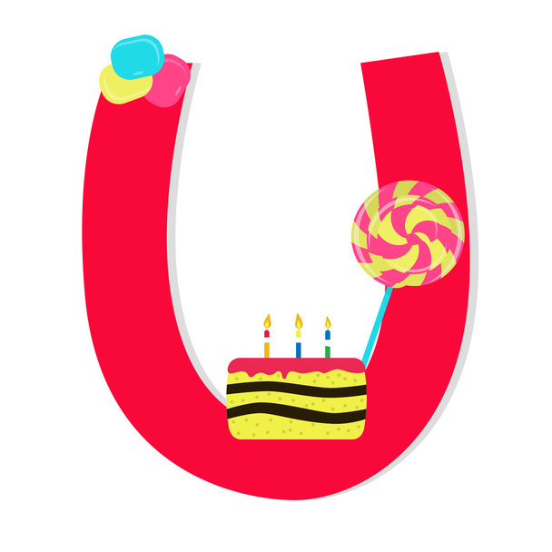 Letra "u" del alfabeto estilizado con caramelos
 - Vector, Imagen