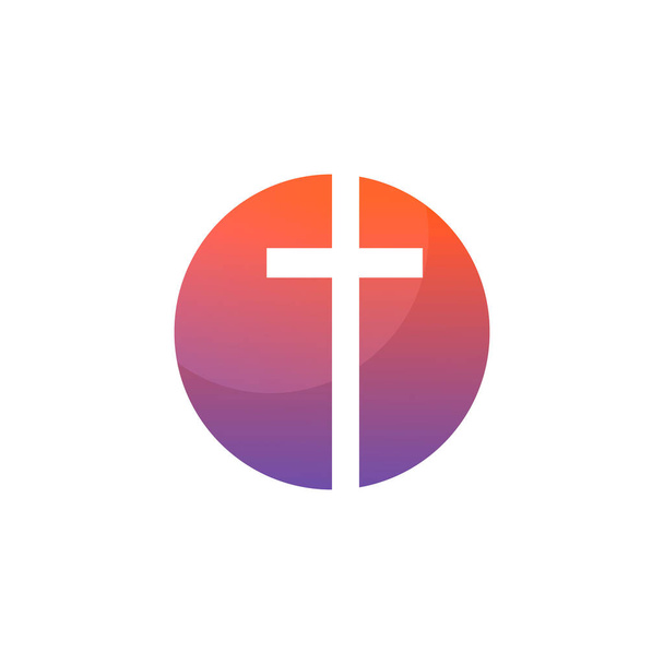 христианский логотип. Крест по кругу. Символ христианства - Вектор,изображение