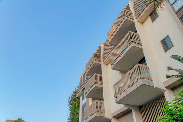 Low angle view of an apartment building in Oceanside, California - Photo, Image