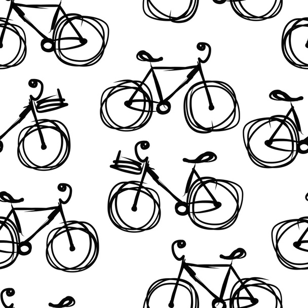 Bicycle sketch, seamless pattern for your design - Vettoriali, immagini