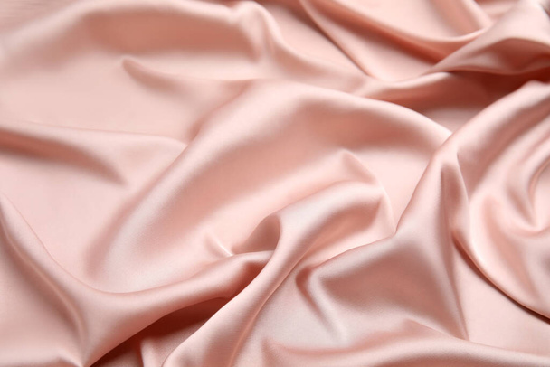 Texture of delicate pink silk as background, closeup - Zdjęcie, obraz