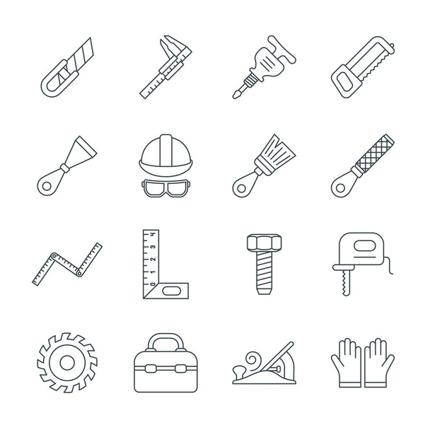 A set of simple outline tools icons, editable stroke - Вектор,изображение