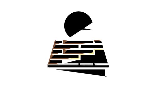 techo de madera icono de color de animación - Imágenes, Vídeo