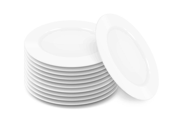 White flat plate. Tableware for food. Isolated on background. Eps10 vector illustration. - Wektor, obraz