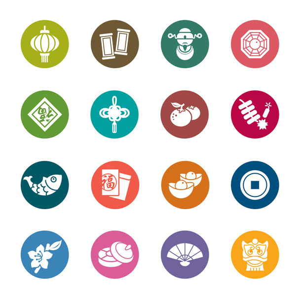 Chinese New Year Color Icons - Vector, Image