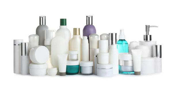 Many different cosmetic products on white background - Valokuva, kuva