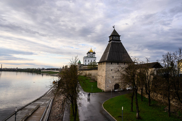 Vlasyevskaya tower. Historic site in Pskov. Pskov, Russia starts here - Photo, Image