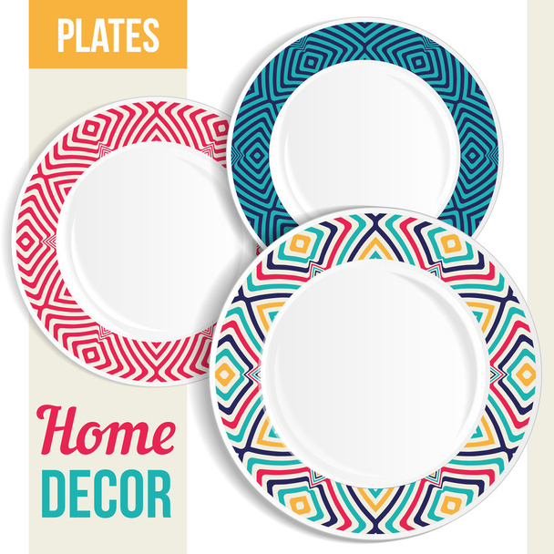 Set of decorative plates. - Vector, Image